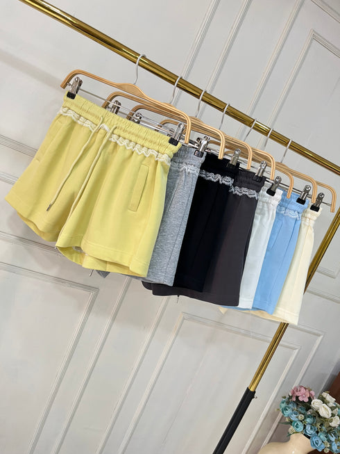 Women Lacey Detail Drawstring Short